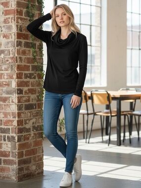 🌻 H&M Cowl-Neck Jersey Top #700